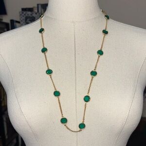 1928 Gold Necklace with Green Accents